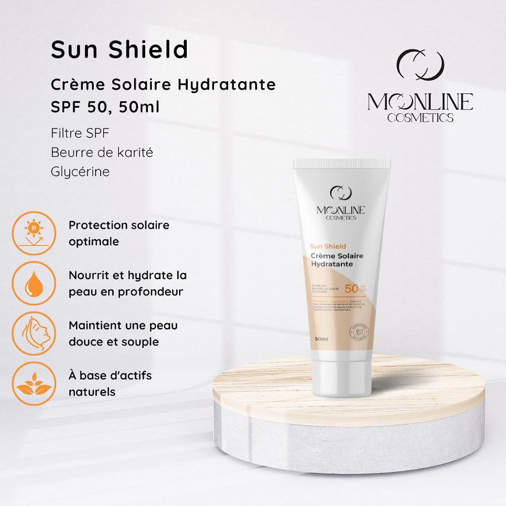 Sun Shield - Crème Solaire Hydratante SPF 50, 50ml